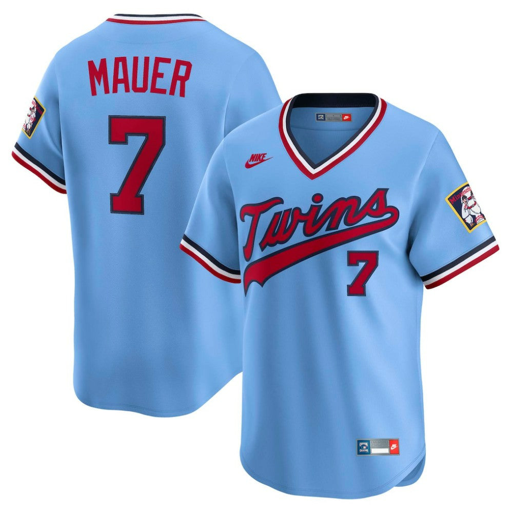 Joe Mauer Minnesota Twins Throwback Cooperstown Collection Limited Jersey - Light Blue | Nike