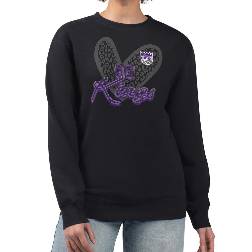 Sacramento Kings G-III 4Her by Carl Banks Women's Leopard Heart Fleece Pullover Sweatshirt - Black shop