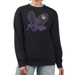 Sacramento Kings G-III 4Her by Carl Banks Women's Leopard Heart Fleece Pullover Sweatshirt - Black shop
