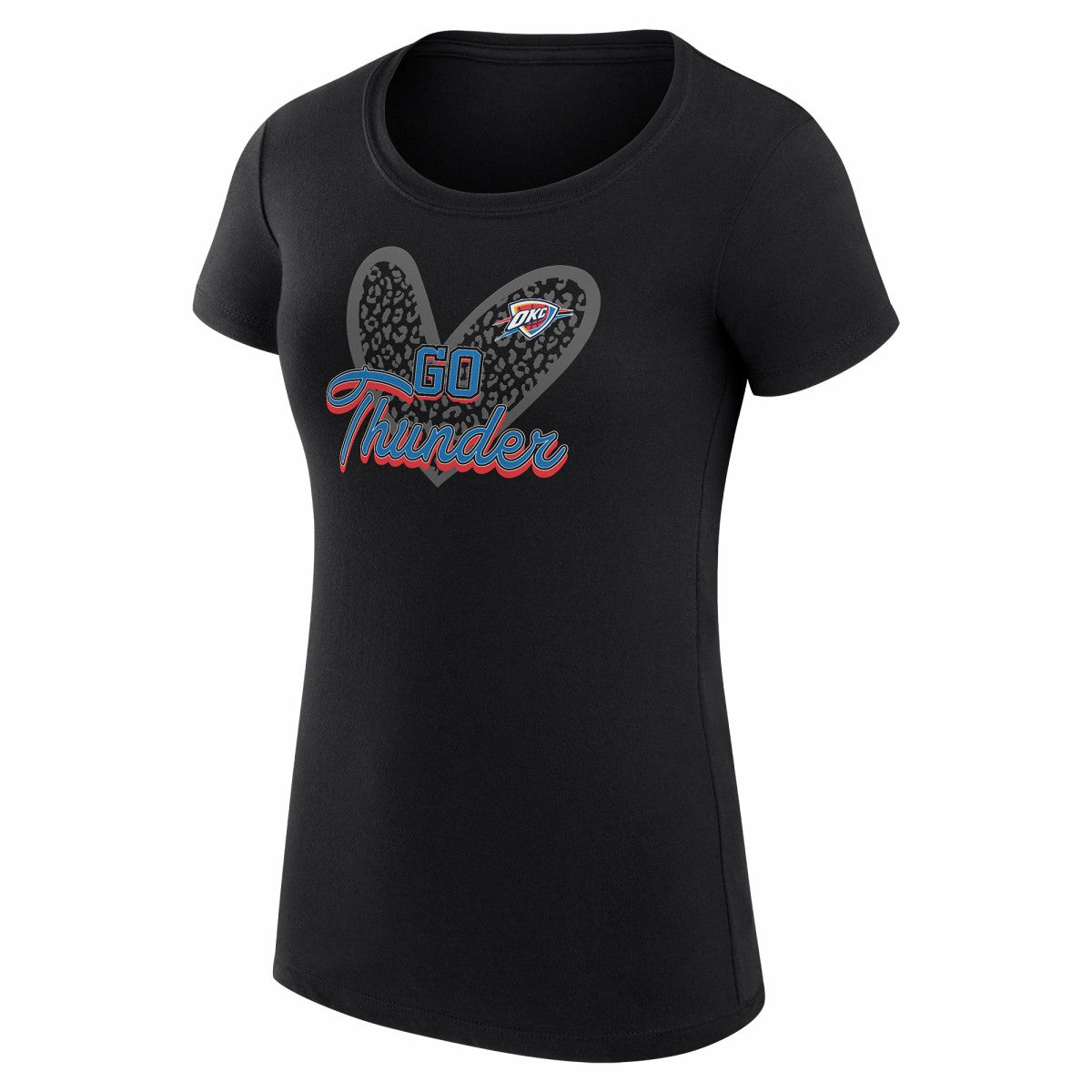 Oklahoma City Thunder G-III 4Her by Carl Banks Women's Super-Slim Fit Lightweight Leopard Heart T-Shirt - Black on sale