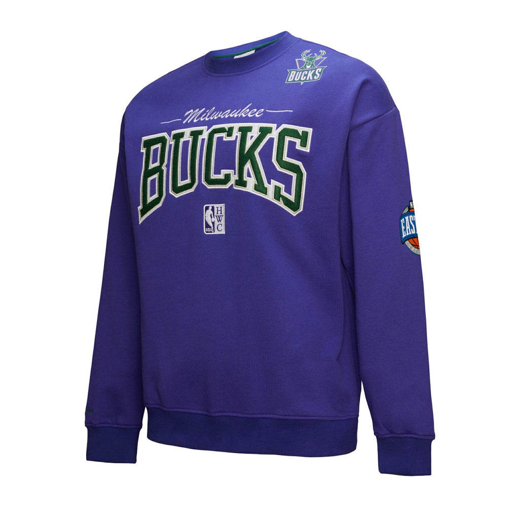 Milwaukee Bucks Hardwood Classics There & Back 2.0 Vintage Pullover Sweatshirt - Purple | Mitchell & Ness cheap