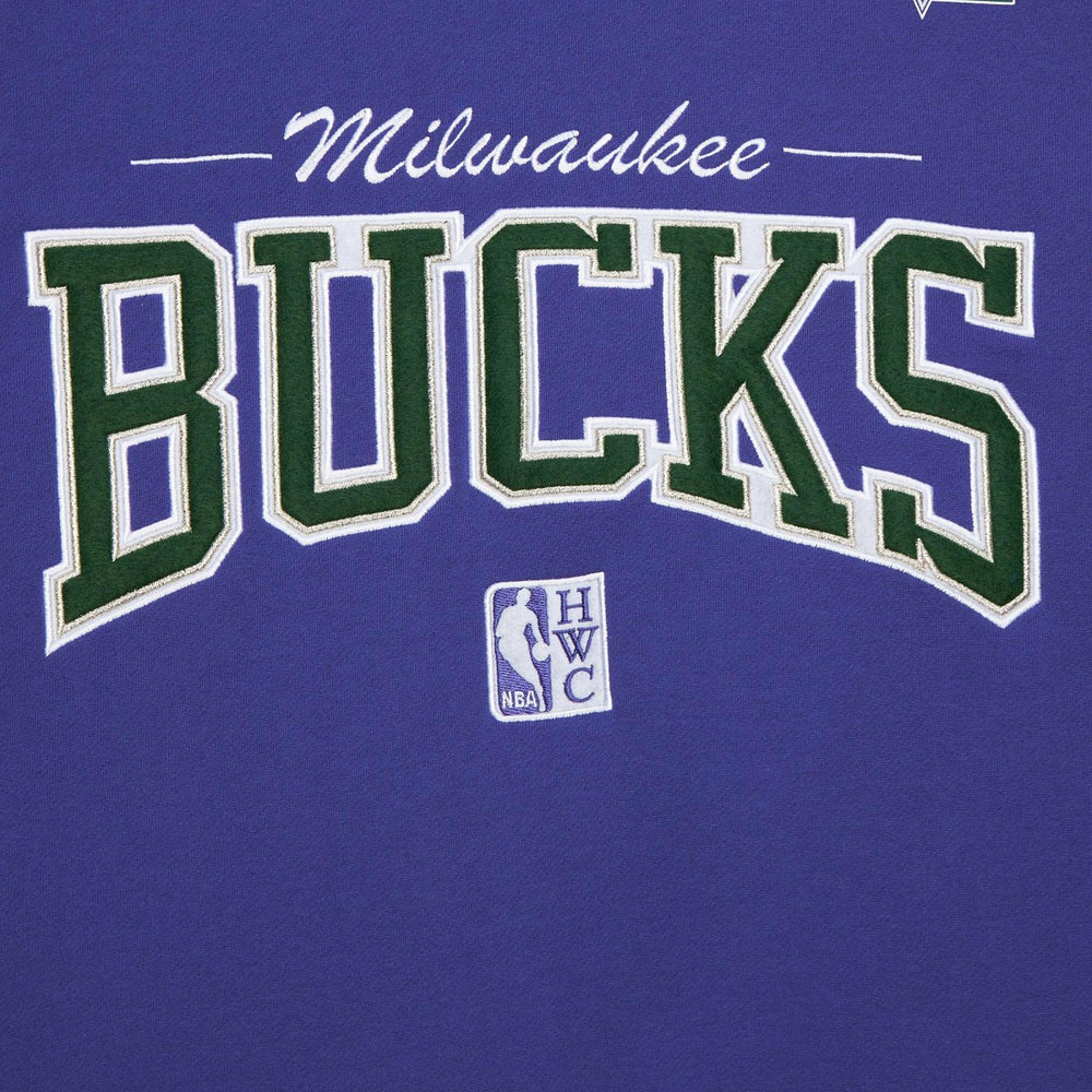 Milwaukee Bucks Hardwood Classics There & Back 2.0 Vintage Pullover Sweatshirt - Purple | Mitchell & Ness cheap