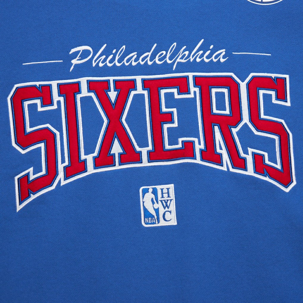 Philadelphia 76ers Hardwood Classics There & Back 2.0 Vintage Pullover Sweatshirt - Royal | Mitchell & Ness shop