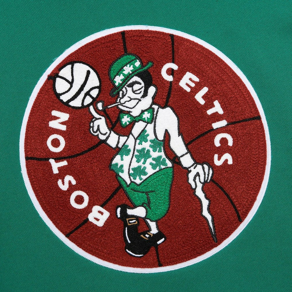 Boston Celtics Chainstitch Applique Vintage Heavyweight Pullover Hoodie - Kelly Green | Mitchell & Ness for sale