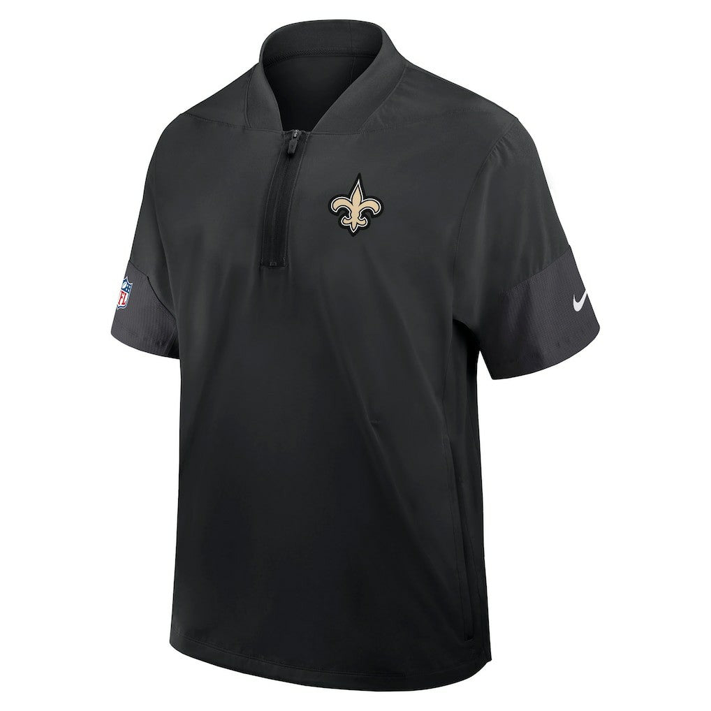 NFL New Orleans Saints Sideline Short Sleeve Quarter-Zip Dri-FIT Coach Jacket