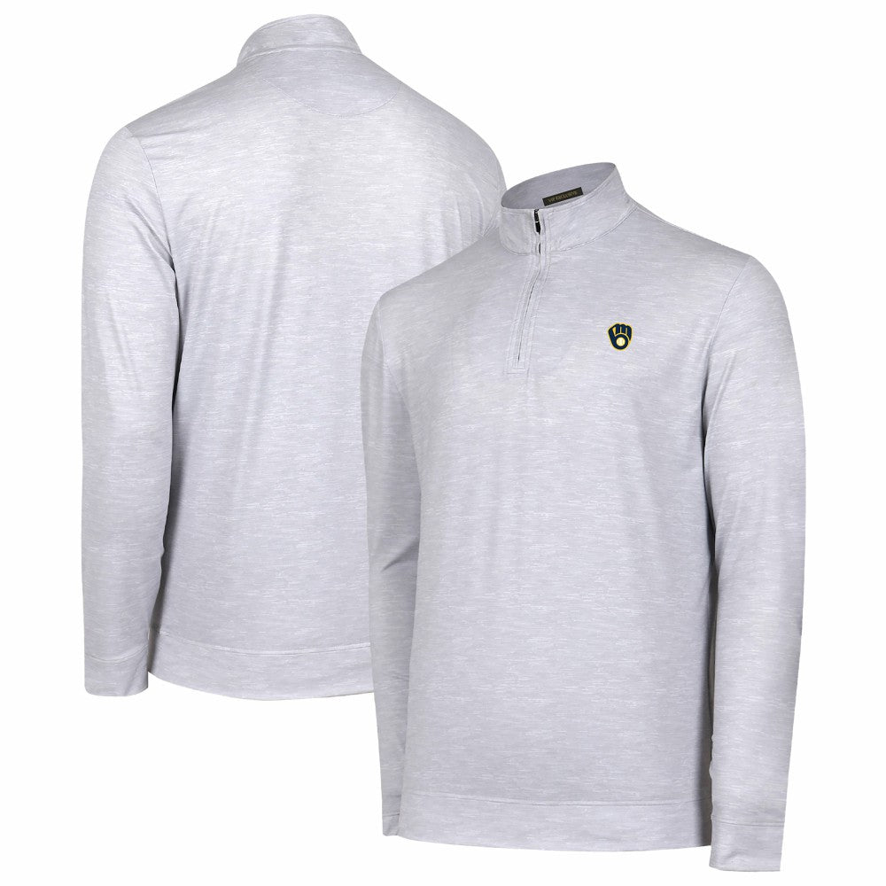 Milwaukee Brewers Sublime Tri-Blend Quarter-Zip Jacket - Gray