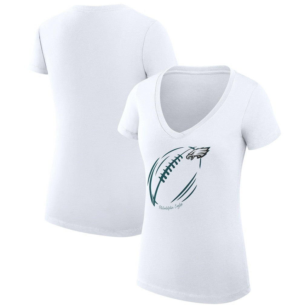 NFL Philadelphia Eagles G-III 4Her by Carl Banks Women's Super-Slim Fit Lightweight Subtle Football V-Neck T-Shirt