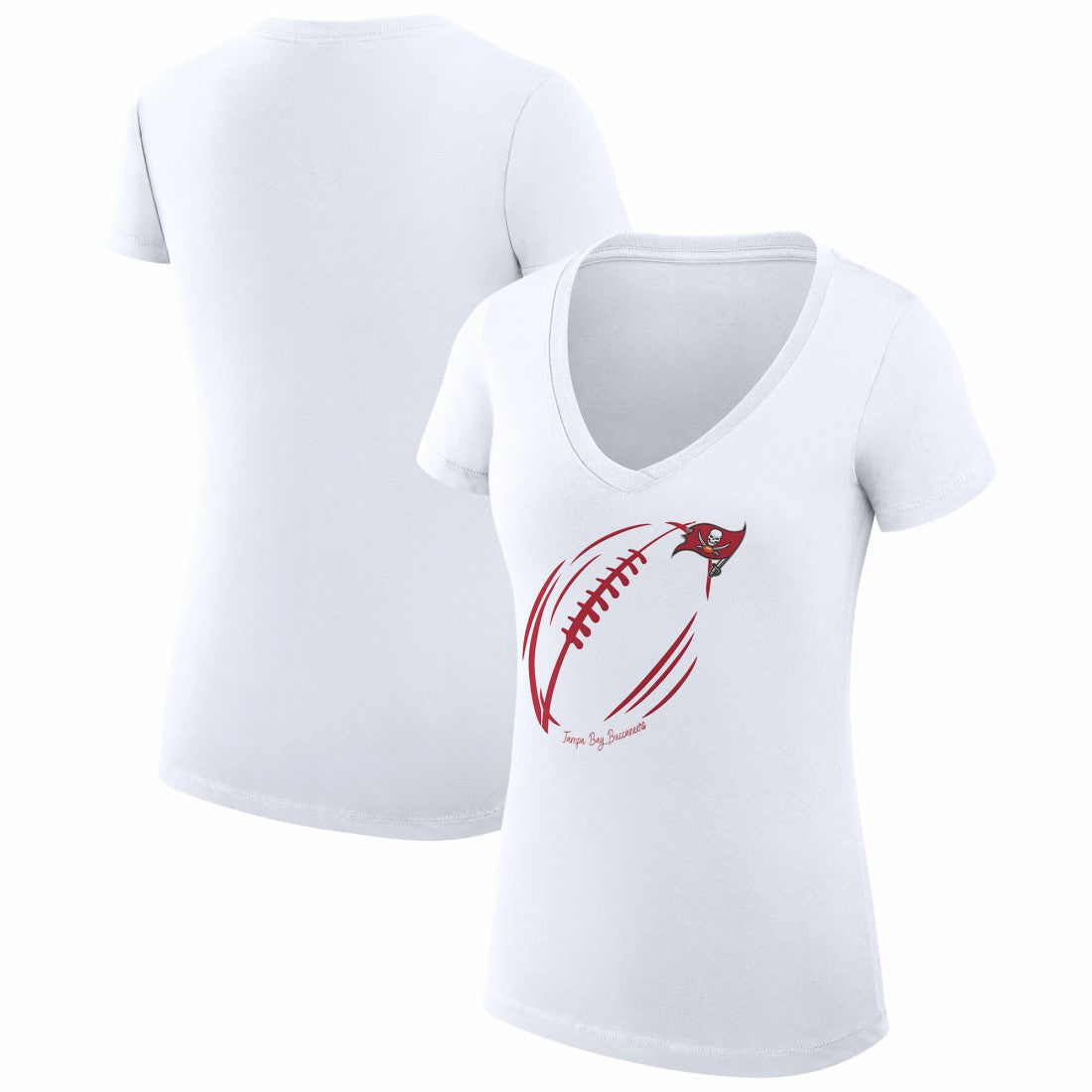 NFL Tampa Bay Buccaneers G-III 4Her by Carl Banks Women's Super-Slim Fit Lightweight Subtle Football V-Neck T-Shirt