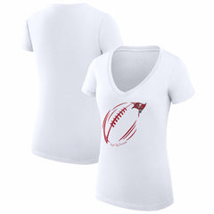NFL Tampa Bay Buccaneers G-III 4Her by Carl Banks Women's Super-Slim Fit Lightweight Subtle Football V-Neck T-Shirt