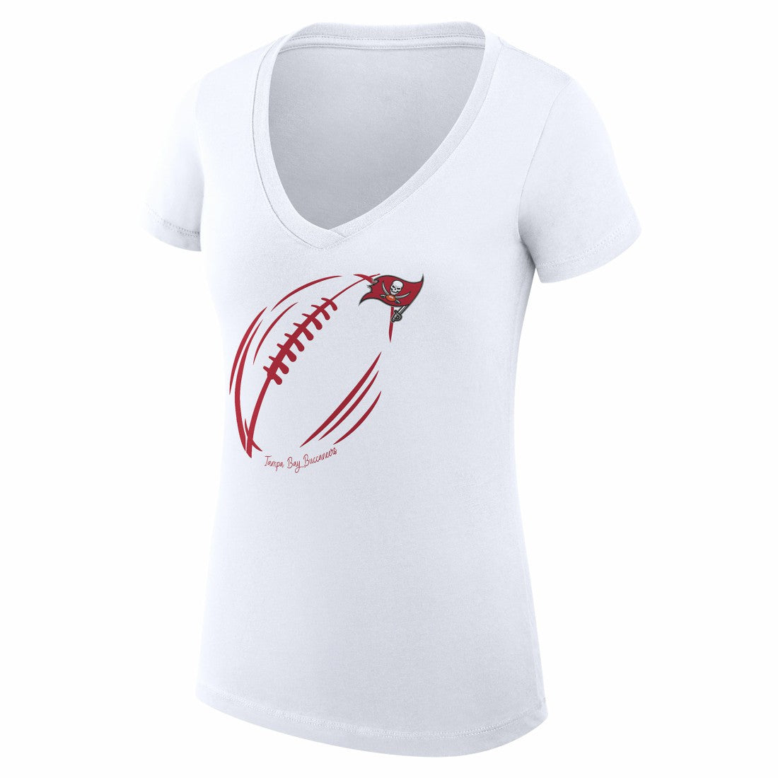 NFL Tampa Bay Buccaneers G-III 4Her by Carl Banks Women's Super-Slim Fit Lightweight Subtle Football V-Neck T-Shirt