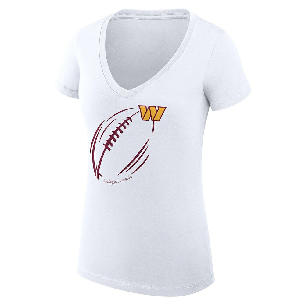 NFL Washington Commanders G-III 4Her by Carl Banks Women's Super-Slim Fit Lightweight Subtle Football V-Neck T-Shirt
