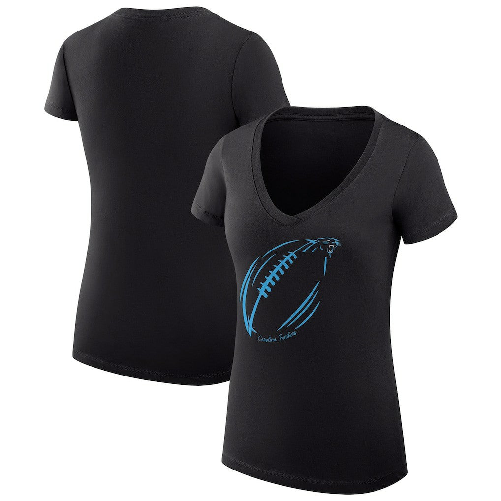 NFL Carolina Panthers G-III 4Her by Carl Banks Women's Super-Slim Fit Lightweight Subtle Football V-Neck T-Shirt