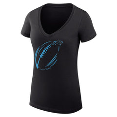 NFL Carolina Panthers G-III 4Her by Carl Banks Women's Super-Slim Fit Lightweight Subtle Football V-Neck T-Shirt