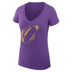 NFL Minnesota Vikings G-III 4Her by Carl Banks Women's Super-Slim Fit Lightweight Subtle Football V-Neck T-Shirt