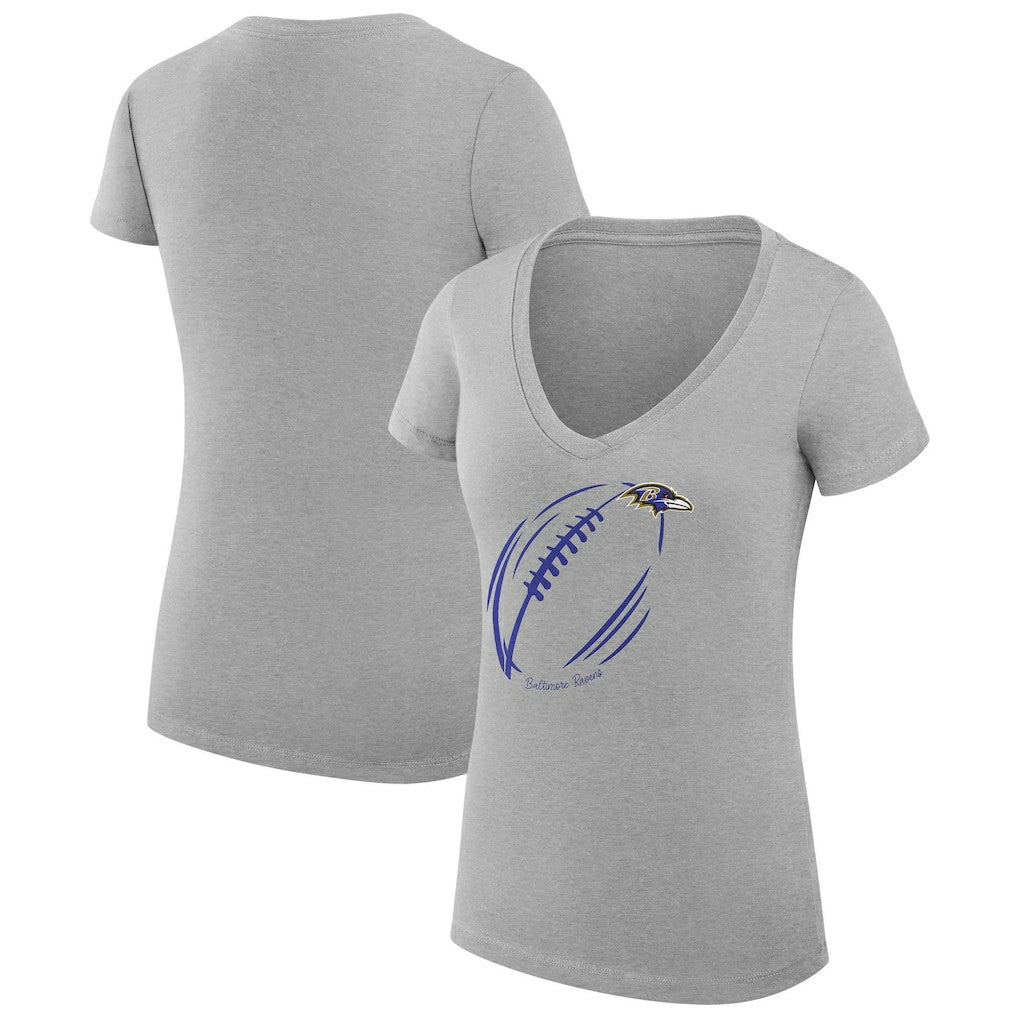 NFL Baltimore Ravens G-III 4Her by Carl Banks Women's Super-Slim Fit Lightweight Subtle Football V-Neck T-Shirt