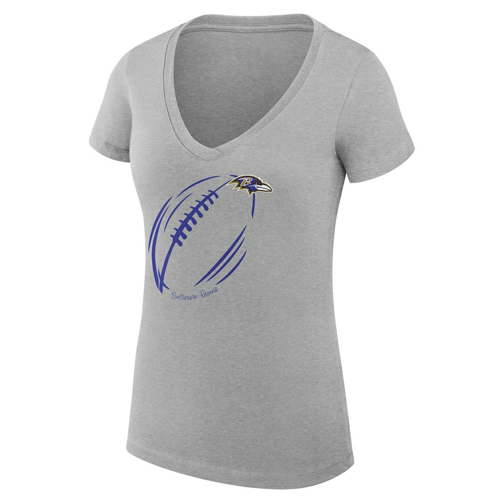 NFL Baltimore Ravens G-III 4Her by Carl Banks Women's Super-Slim Fit Lightweight Subtle Football V-Neck T-Shirt
