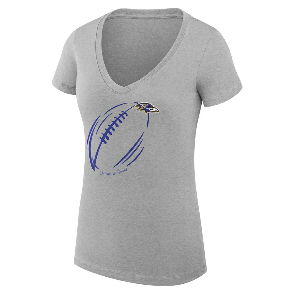NFL Baltimore Ravens G-III 4Her by Carl Banks Women's Super-Slim Fit Lightweight Subtle Football V-Neck T-Shirt