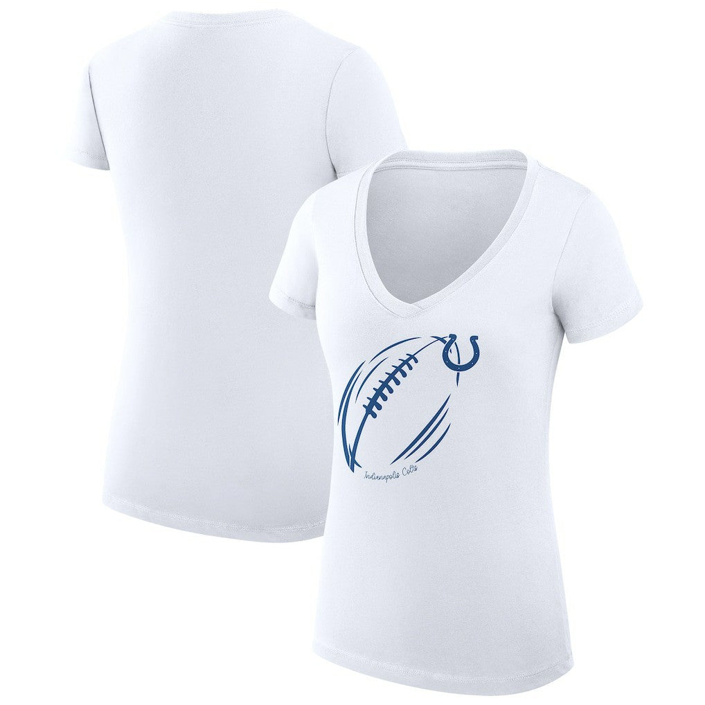 NFL Indianapolis Colts G-III 4Her by Carl Banks Women's Super-Slim Fit Lightweight Subtle Football V-Neck T-Shirt