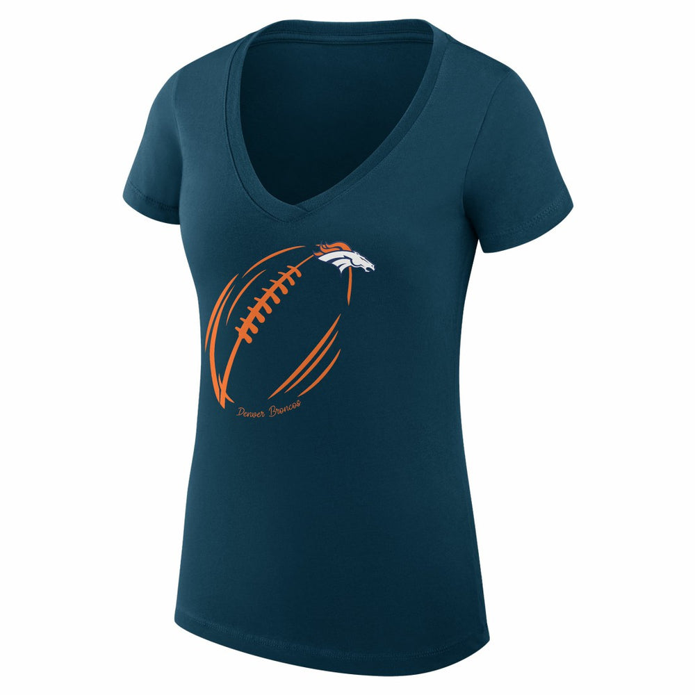NFL Denver Broncos G-III 4Her by Carl Banks Women's Super-Slim Fit Lightweight Subtle Football V-Neck T-Shirt
