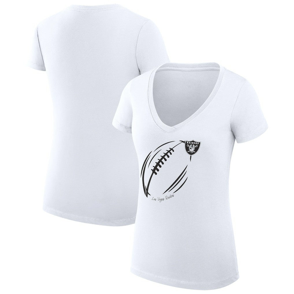 NFL Las Vegas Raiders G-III 4Her by Carl Banks Women's Super-Slim Fit Lightweight Subtle Football V-Neck T-Shirt