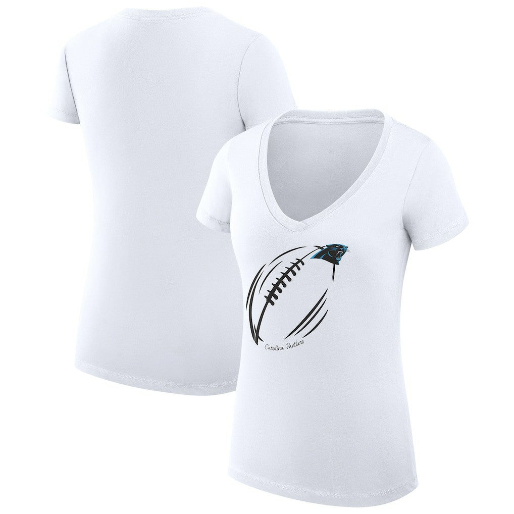 NFL Carolina Panthers G-III 4Her by Carl Banks Women's Super-Slim Fit Lightweight Subtle Football V-Neck T-Shirt