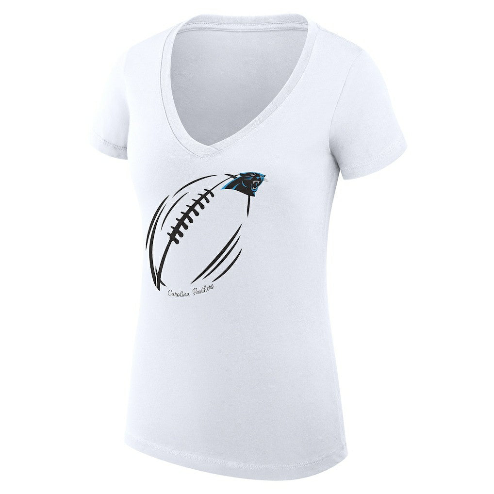 NFL Carolina Panthers G-III 4Her by Carl Banks Women's Super-Slim Fit Lightweight Subtle Football V-Neck T-Shirt