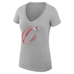 NFL Kansas City Chiefs G-III 4Her by Carl Banks Women's Super-Slim Fit Lightweight Subtle Football V-Neck T-Shirt