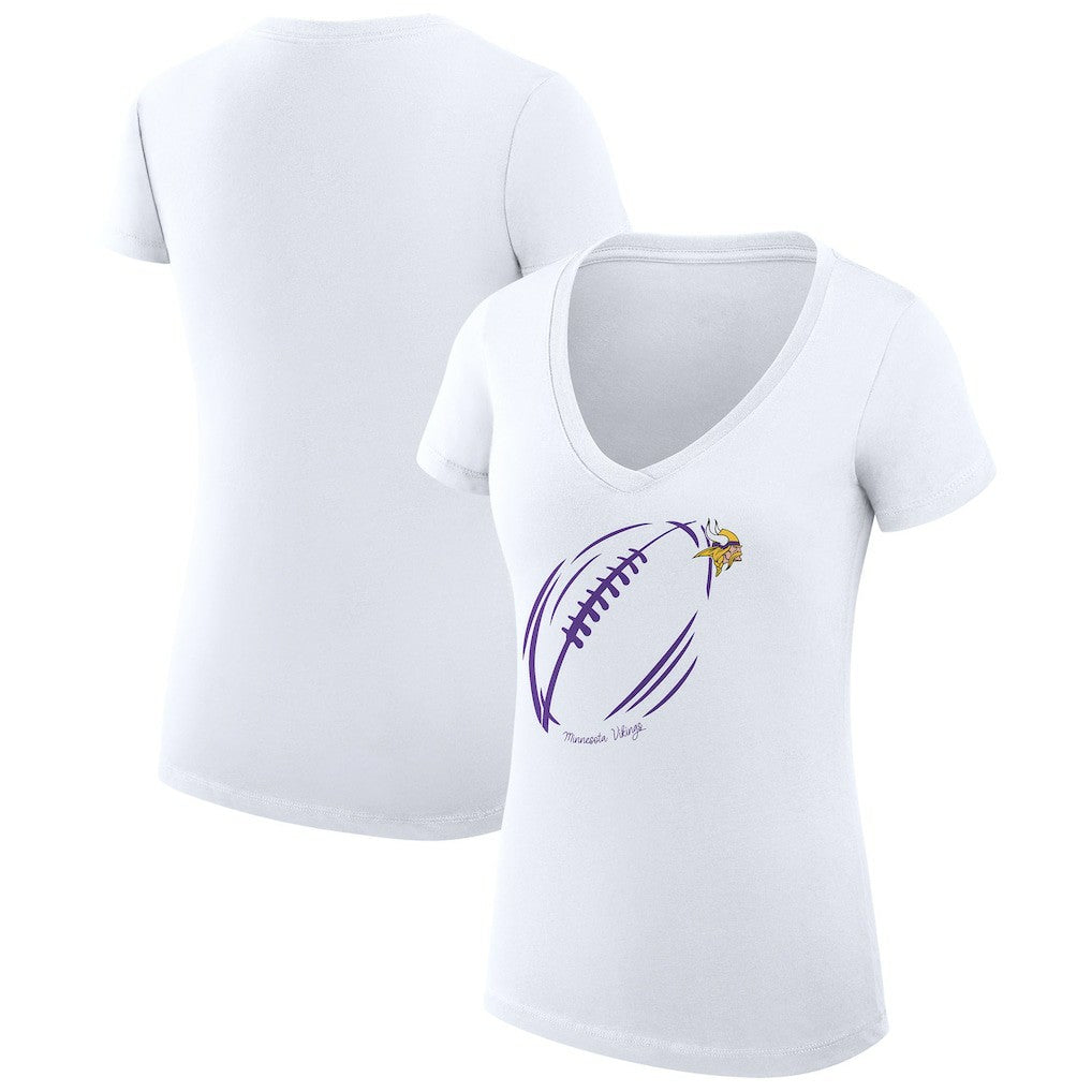 NFL Minnesota Vikings G-III 4Her by Carl Banks Women's Super-Slim Fit Lightweight Subtle Football V-Neck T-Shirt