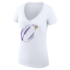 NFL Minnesota Vikings G-III 4Her by Carl Banks Women's Super-Slim Fit Lightweight Subtle Football V-Neck T-Shirt