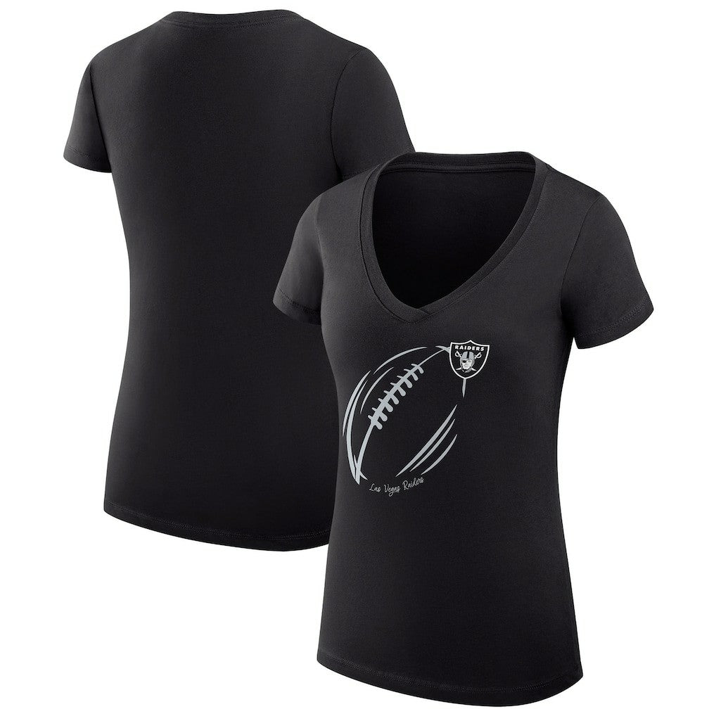 NFL Las Vegas Raiders G-III 4Her by Carl Banks Women's Super-Slim Fit Lightweight Subtle Football V-Neck T-Shirt