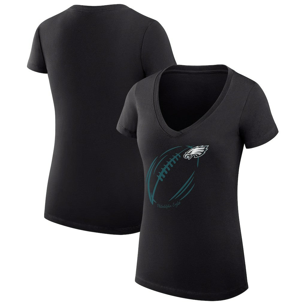 NFL Philadelphia Eagles G-III 4Her by Carl Banks Women's Super-Slim Fit Lightweight Subtle Football V-Neck T-Shirt