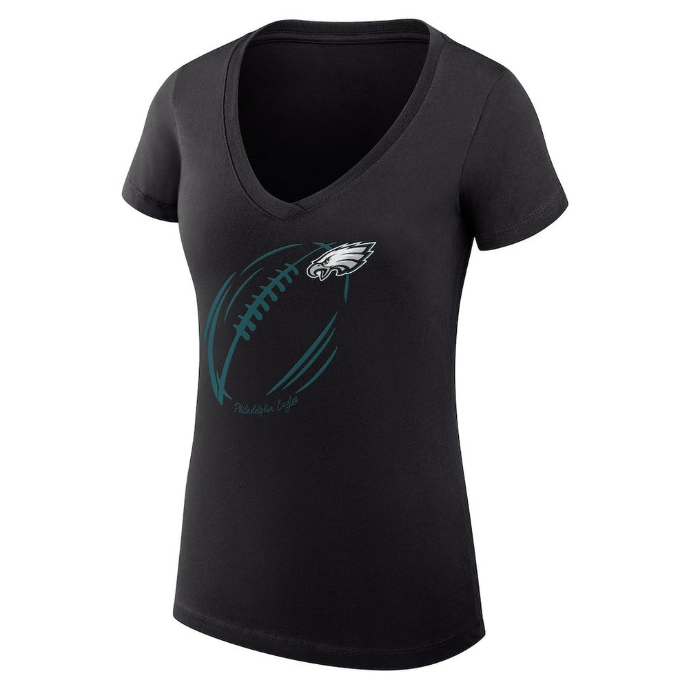 NFL Philadelphia Eagles G-III 4Her by Carl Banks Women's Super-Slim Fit Lightweight Subtle Football V-Neck T-Shirt