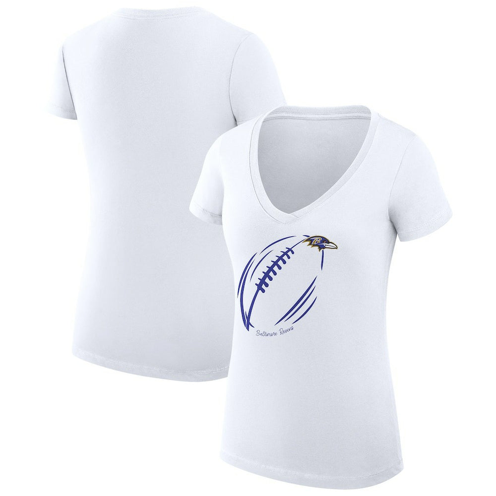 NFL Baltimore Ravens G-III 4Her by Carl Banks Women's Super-Slim Fit Lightweight Subtle Football V-Neck T-Shirt