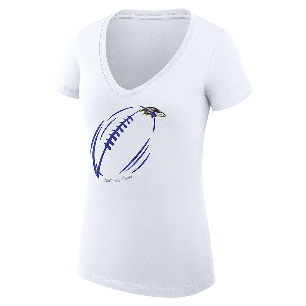 NFL Baltimore Ravens G-III 4Her by Carl Banks Women's Super-Slim Fit Lightweight Subtle Football V-Neck T-Shirt