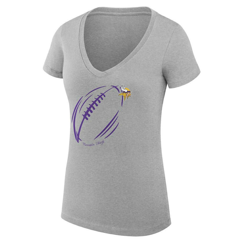 NFL Minnesota Vikings G-III 4Her by Carl Banks Women's Super-Slim Fit Lightweight Subtle Football V-Neck T-Shirt