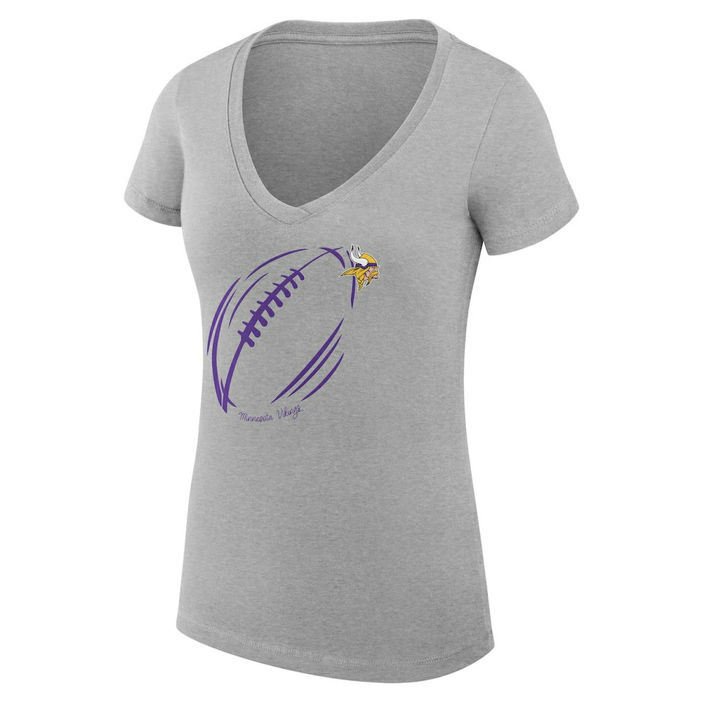 NFL Minnesota Vikings G-III 4Her by Carl Banks Women's Super-Slim Fit Lightweight Subtle Football V-Neck T-Shirt