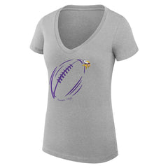 NFL Minnesota Vikings G-III 4Her by Carl Banks Women's Super-Slim Fit Lightweight Subtle Football V-Neck T-Shirt