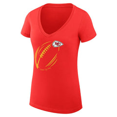 NFL Kansas City Chiefs G-III 4Her by Carl Banks Women's Super-Slim Fit Lightweight Subtle Football V-Neck T-Shirt