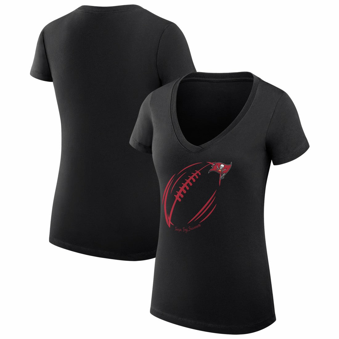 NFL Tampa Bay Buccaneers G-III 4Her by Carl Banks Women's Super-Slim Fit Lightweight Subtle Football V-Neck T-Shirt