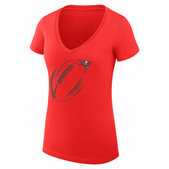 NFL Tampa Bay Buccaneers G-III 4Her by Carl Banks Women's Super-Slim Fit Lightweight Subtle Football V-Neck T-Shirt