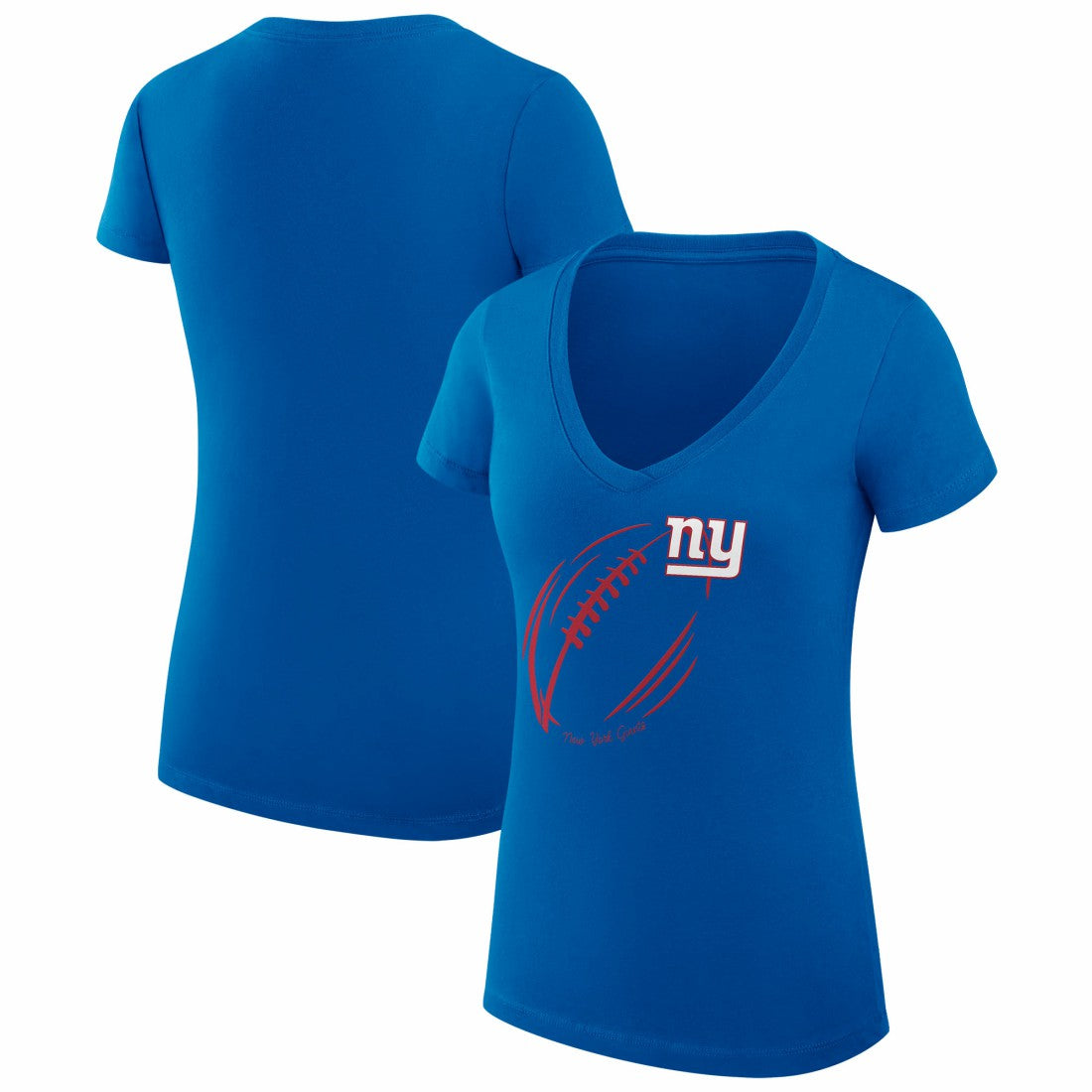 NFL New York Giants G-III 4Her by Carl Banks Women's Super-Slim Fit Lightweight Subtle Football V-Neck T-Shirt