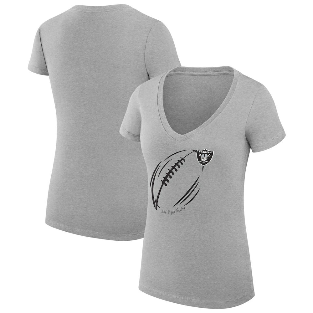 NFL Las Vegas Raiders G-III 4Her by Carl Banks Women's Super-Slim Fit Lightweight Subtle Football V-Neck T-Shirt