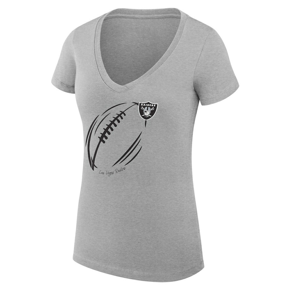 NFL Las Vegas Raiders G-III 4Her by Carl Banks Women's Super-Slim Fit Lightweight Subtle Football V-Neck T-Shirt