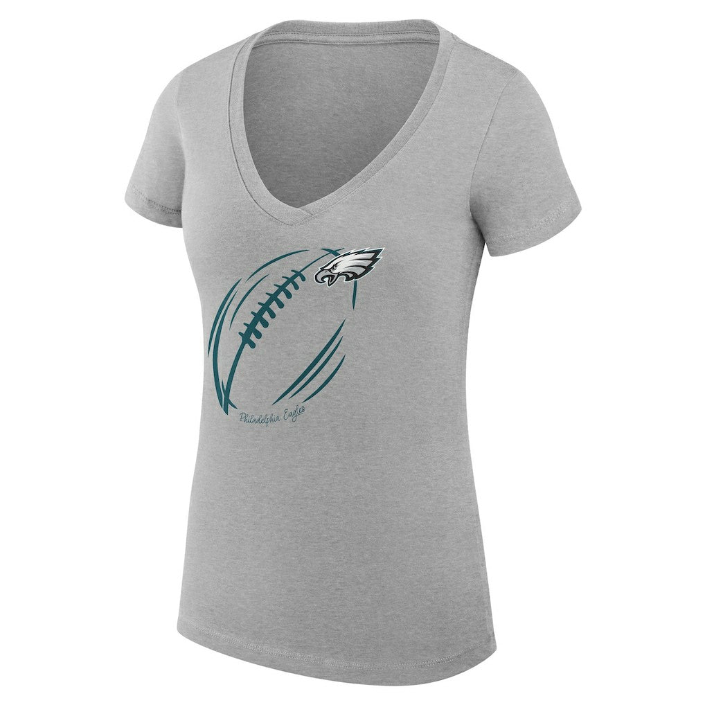 NFL Philadelphia Eagles G-III 4Her by Carl Banks Women's Super-Slim Fit Lightweight Subtle Football V-Neck T-Shirt
