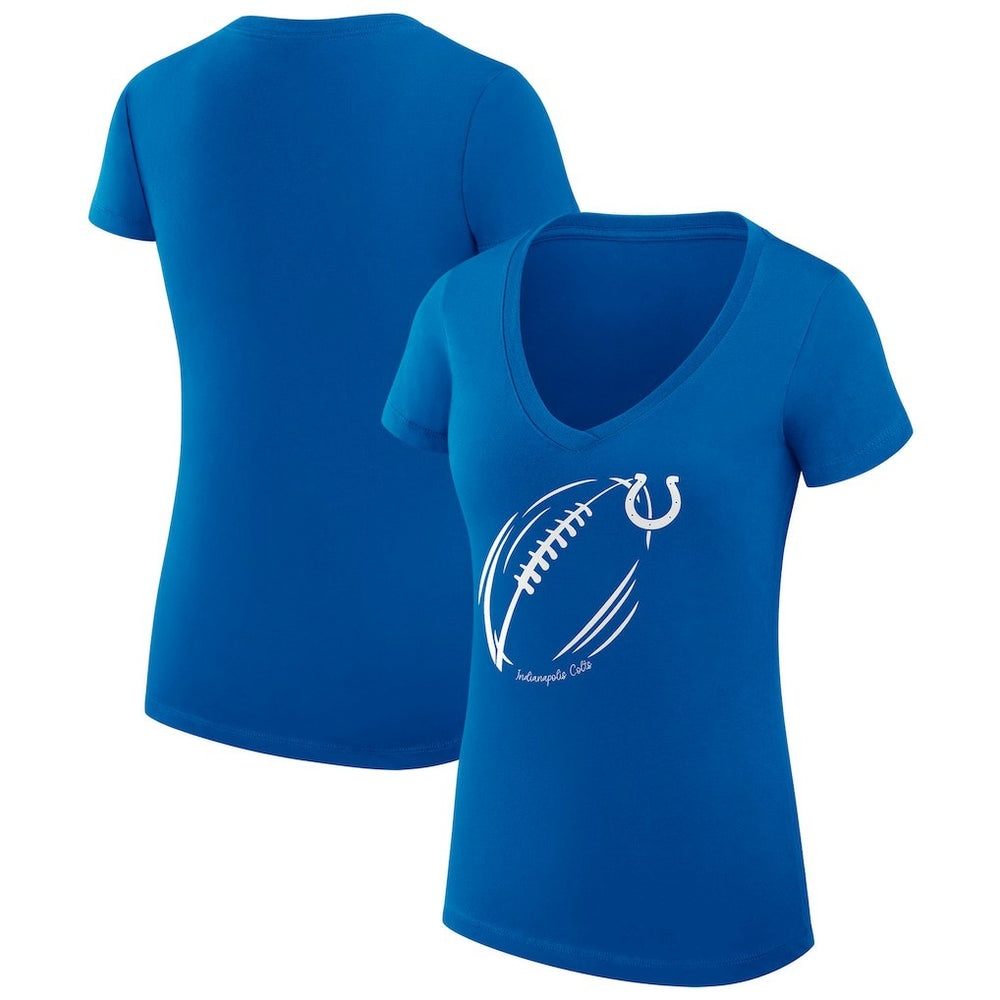 NFL Indianapolis Colts G-III 4Her by Carl Banks Women's Super-Slim Fit Lightweight Subtle Football V-Neck T-Shirt