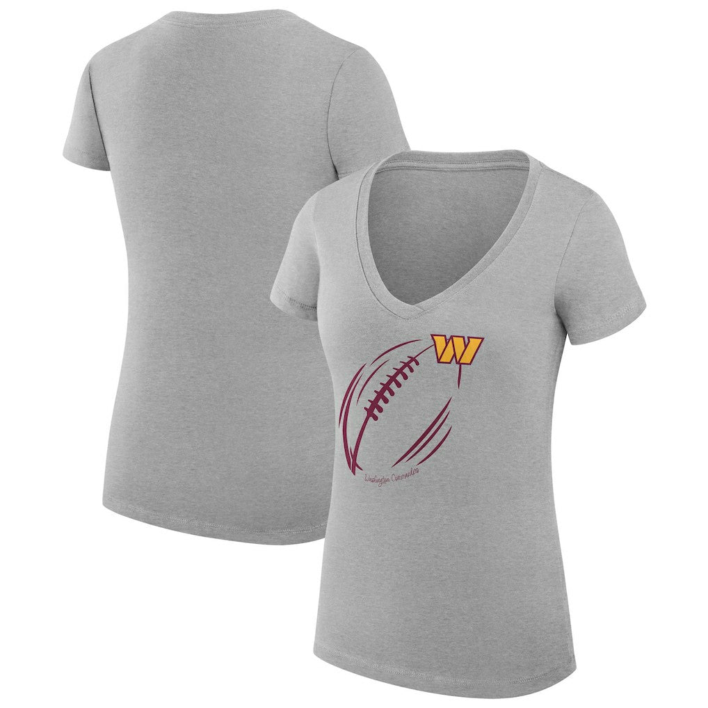 NFL Washington Commanders G-III 4Her by Carl Banks Women's Super-Slim Fit Lightweight Subtle Football V-Neck T-Shirt