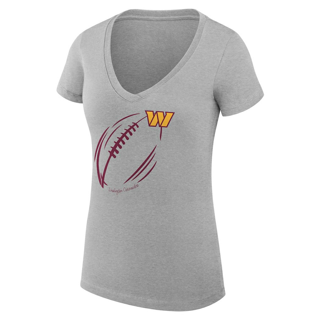 NFL Washington Commanders G-III 4Her by Carl Banks Women's Super-Slim Fit Lightweight Subtle Football V-Neck T-Shirt