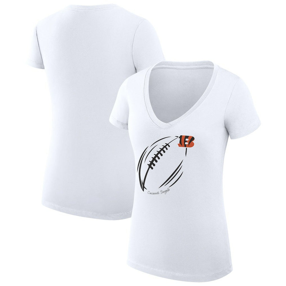 NFL Cincinnati Bengals G-III 4Her by Carl Banks Women's Super-Slim Fit Lightweight Subtle Football V-Neck T-Shirt