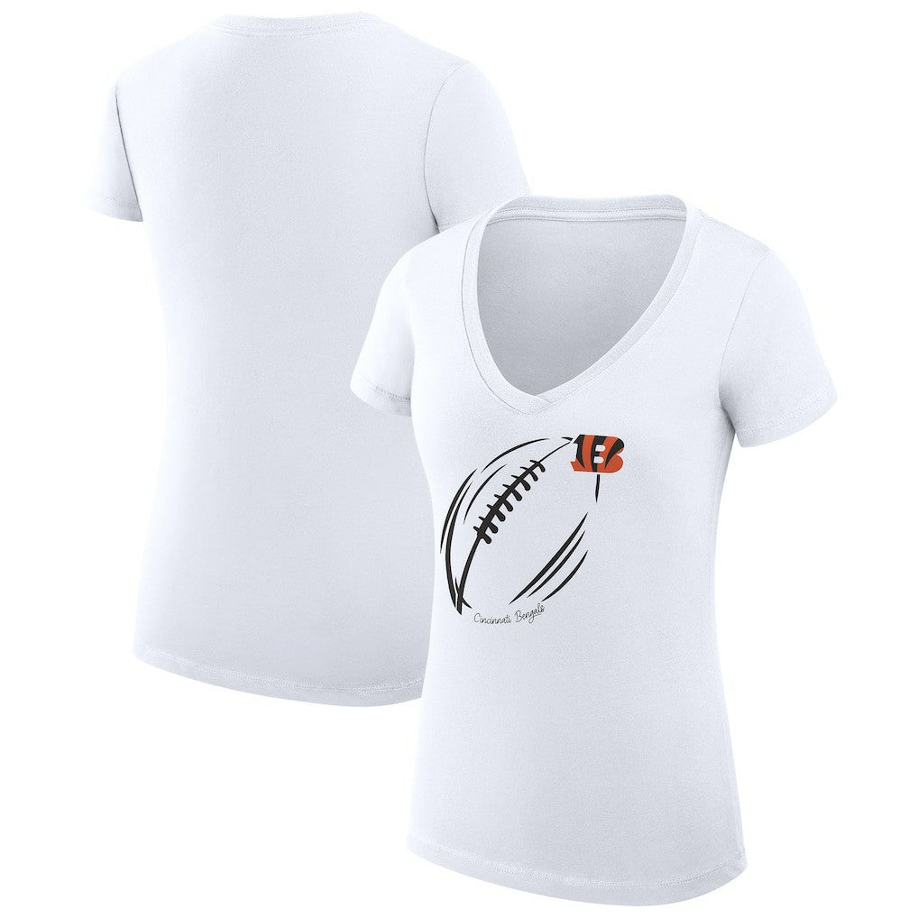 NFL Cincinnati Bengals G-III 4Her by Carl Banks Women's Super-Slim Fit Lightweight Subtle Football V-Neck T-Shirt