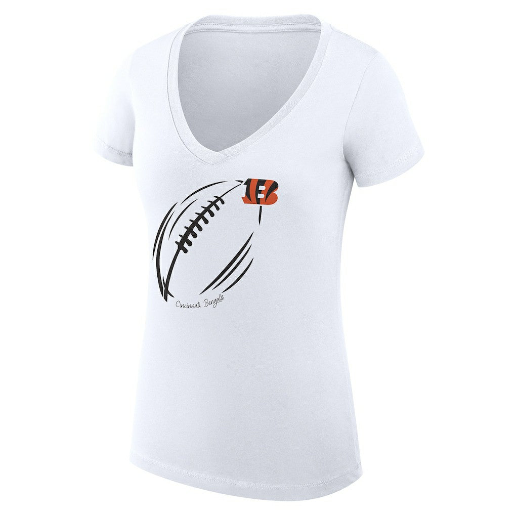 NFL Cincinnati Bengals G-III 4Her by Carl Banks Women's Super-Slim Fit Lightweight Subtle Football V-Neck T-Shirt